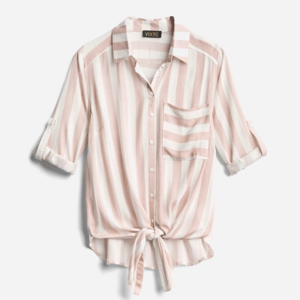 Stiped Tie Front Top